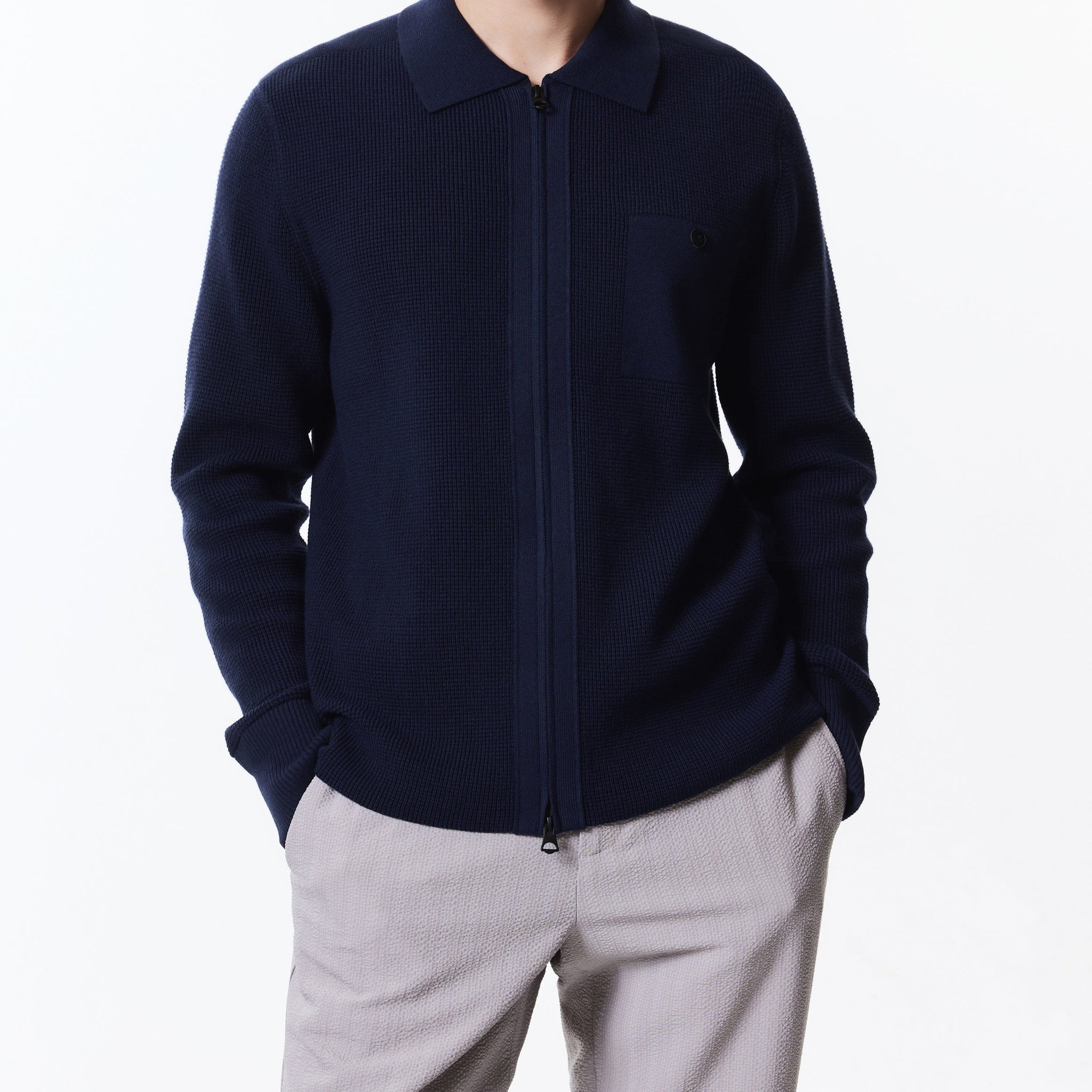 翻領羊毛針織外套