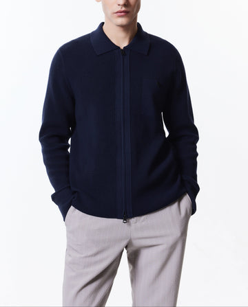 翻領羊毛針織外套