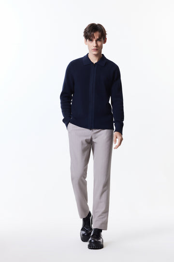 翻領羊毛針織外套