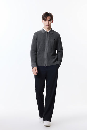 翻領羊毛針織外套