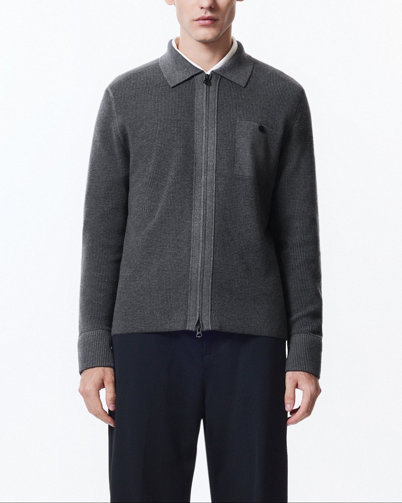 翻領羊毛針織外套