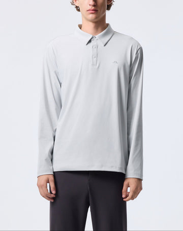 冰絲拼接長袖Polo