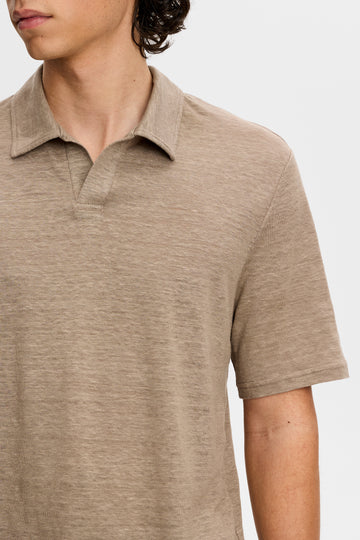 亞麻V領短袖Polo