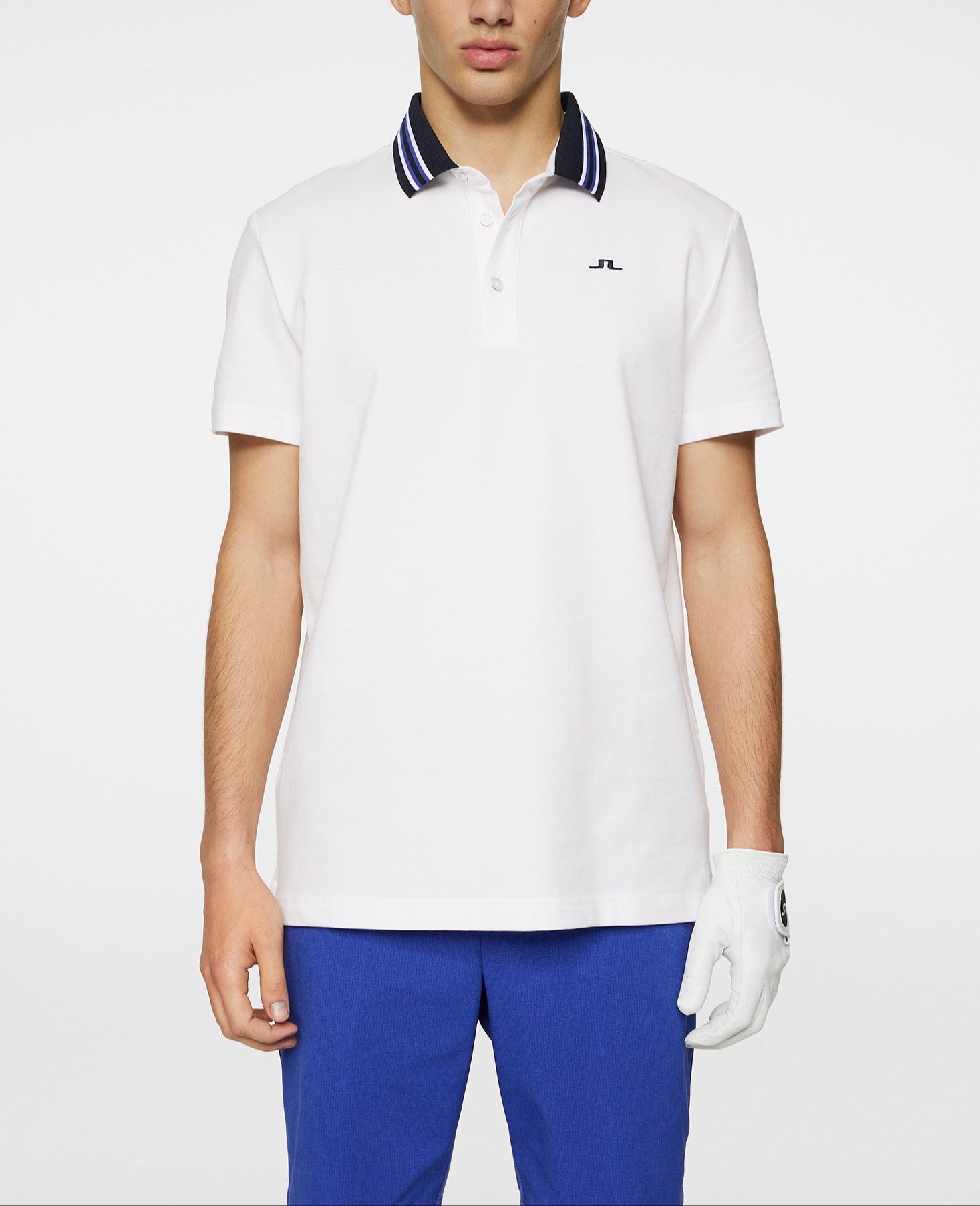 條紋領片網眼Polo