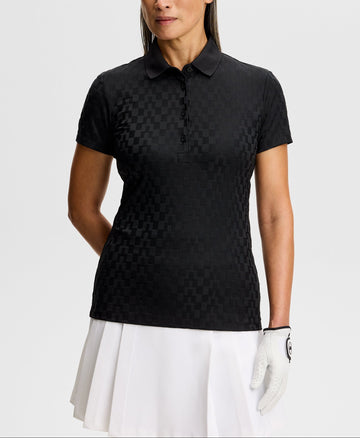 橋型幾何立體緹花Polo